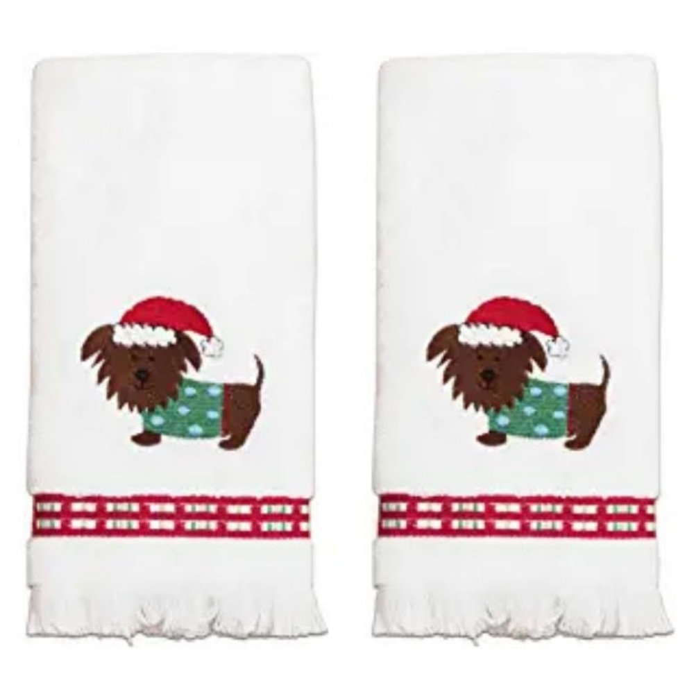 Dena Santa Pup Fingertip Towel Set of 2